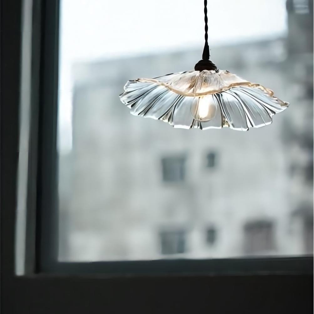 Retro Lotus Glass Pendant Light For bedroom