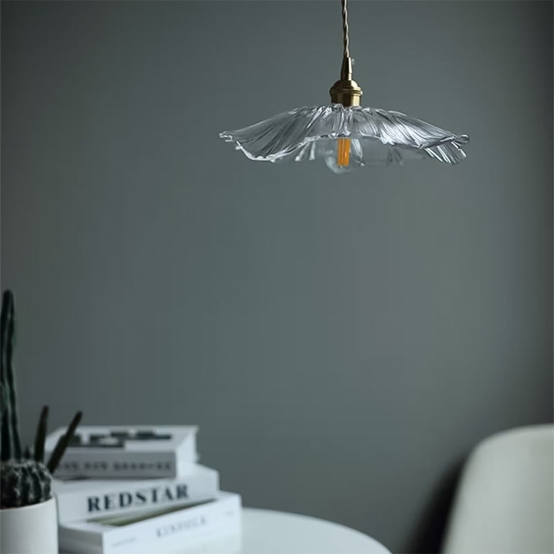 Retro Lotus Glass Pendant Light For bedroom