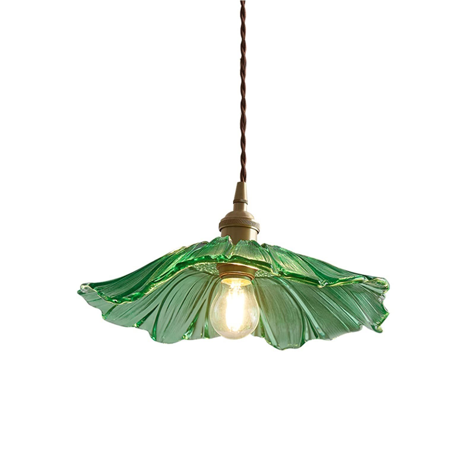 Retro Lotus Glass Pendant Light For bedroom