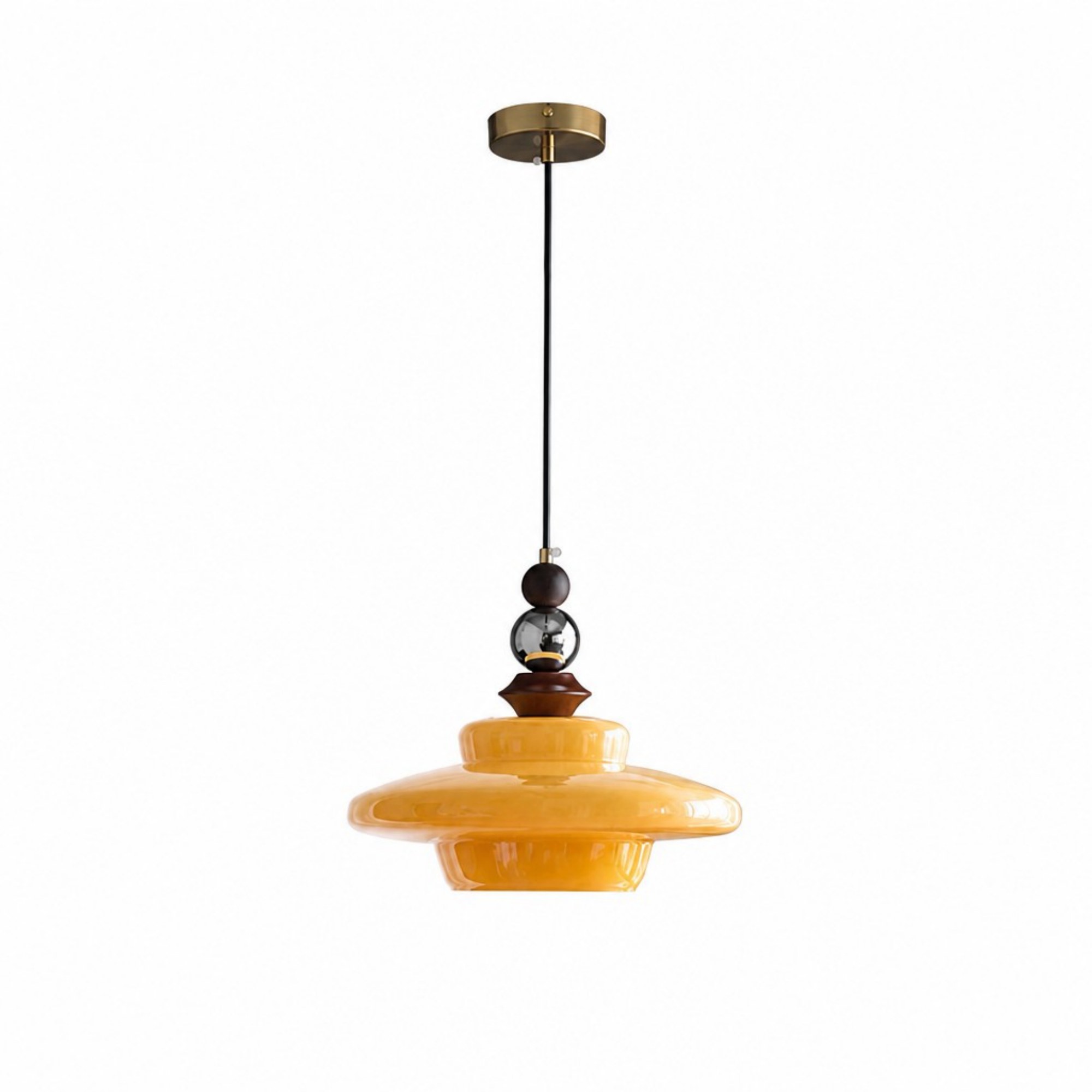 Full Bauhaus glass pendant light on white background