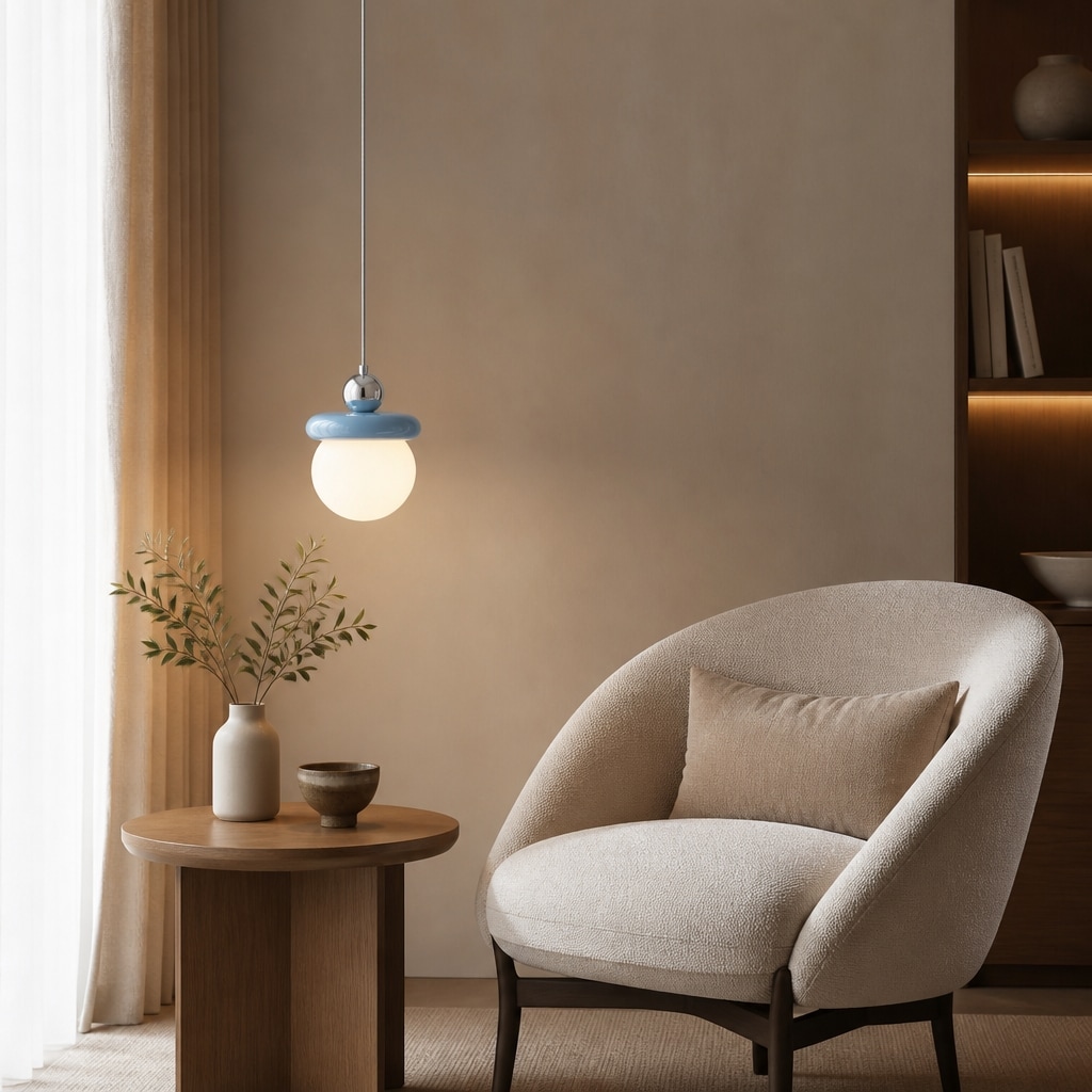 Retro Color-Block Glass Pendant Lamp with Sculptural Globe Shade for Kitchen Island and Dining Area lifestyle scene