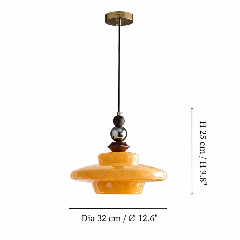 Original size diagram for Bauhaus glass pendant light