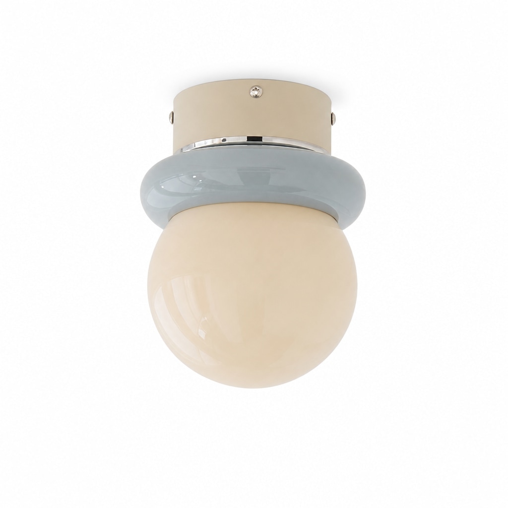 Bauhaus Glass Ceiling Light with French Cream Style for Hallway Entryway and Balcony Lighting Style A Three Color Dimmable Light