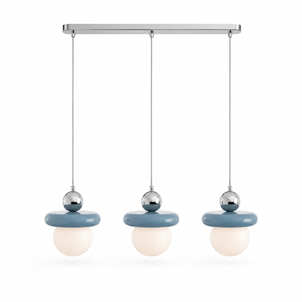 Retro Color-Block Glass Pendant Lamp with Sculptural Globe Shade for Kitchen Island and Dining Area Three Heads