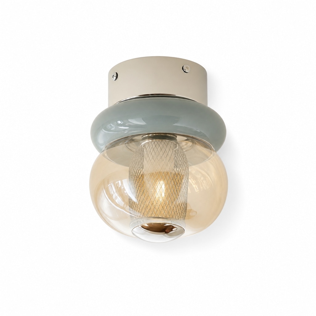 Bauhaus Glass Ceiling Light with French Cream Style for Hallway Entryway and Balcony Lighting Style B Three Color Dimmable Light