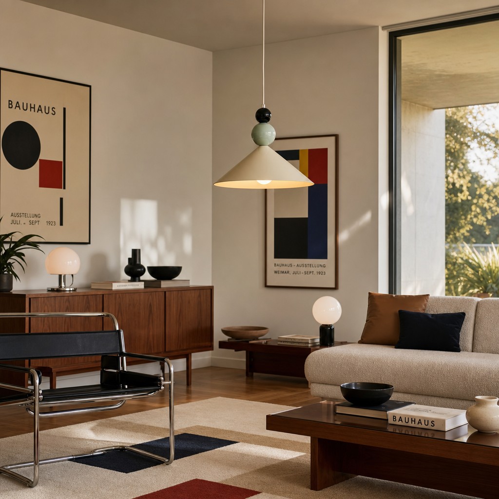 Cone pendant lamp in a product-in-context lifestyle interior