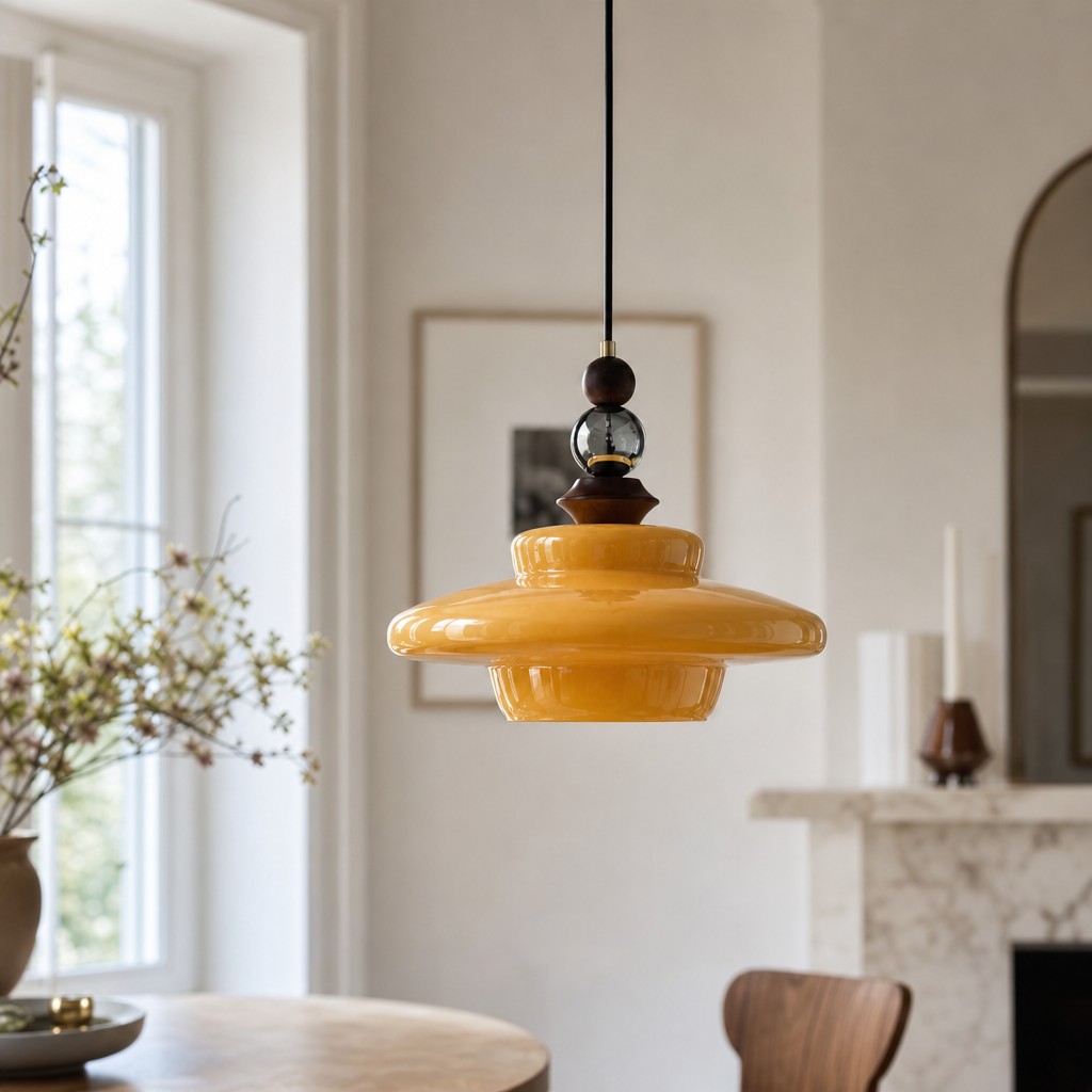 Pendant light in a dining room setting