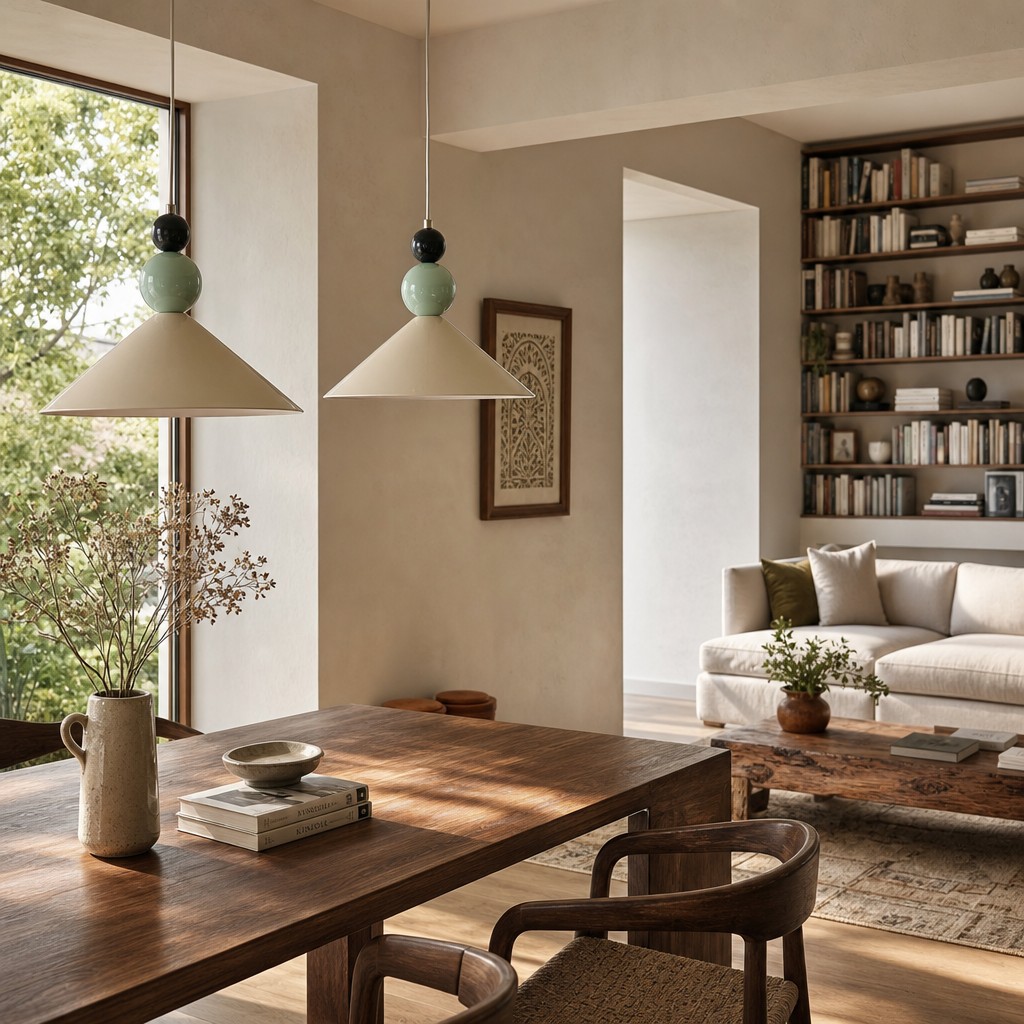 Cone pendant lamp shown in a modern room scene