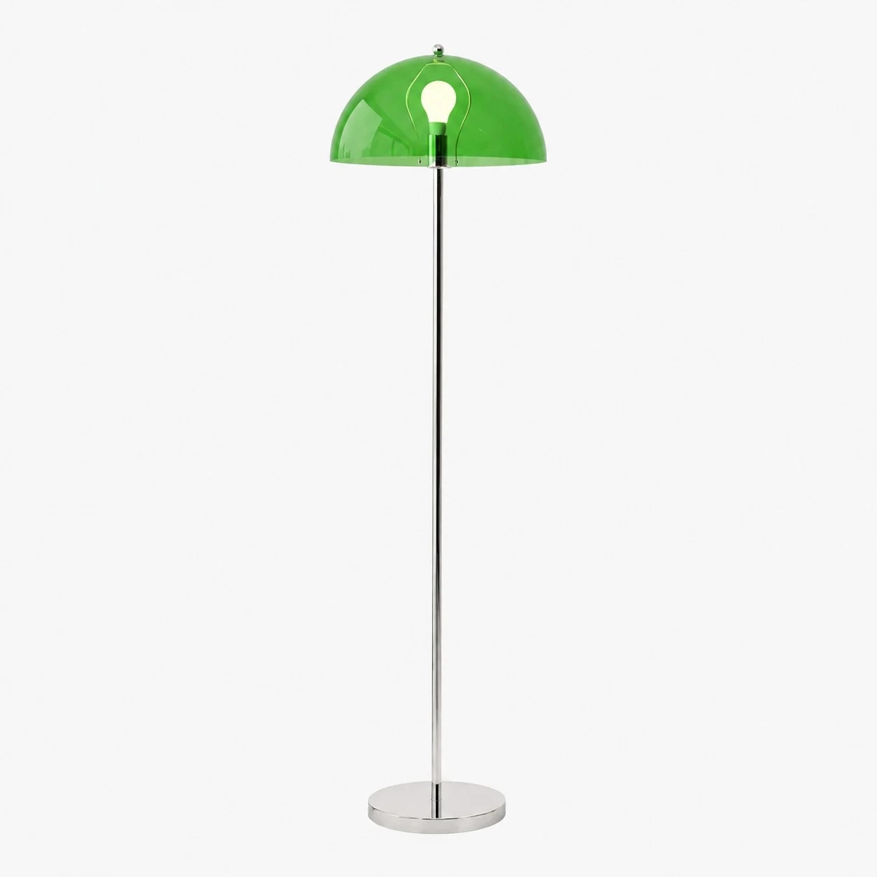 Lámpara de pie con cúpula de acrílico verde