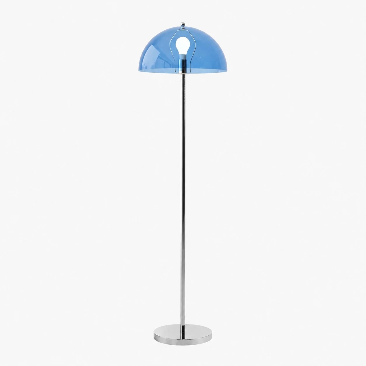 Lámpara de pie con cúpula de acrílico azul