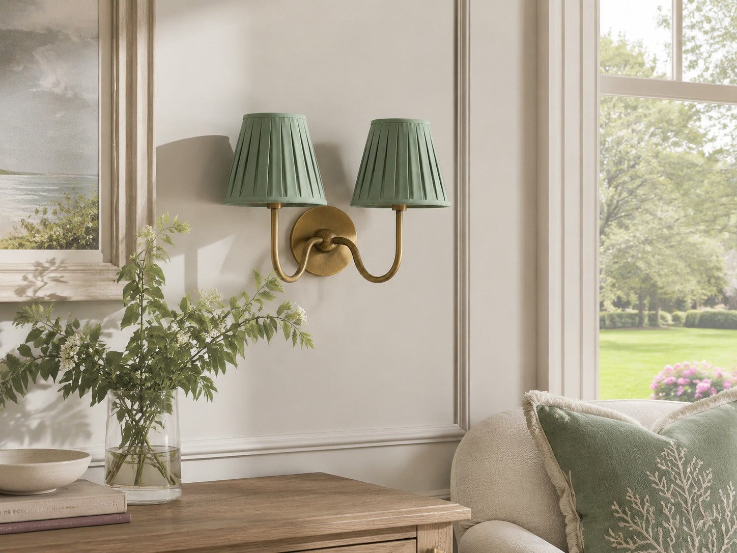 Aplic Luvora cu abajur din material Sage Green